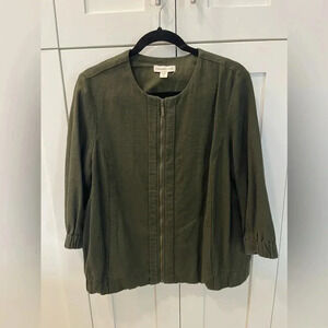 Coldwater Creek 3/4 Sleeve Olive Green Bomber Jacket size 12